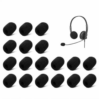 18 Pack Microphone Covers Foam, Black Noise Microphone Windscreen, Lapel and Headset Mini Microphone Foam Cover with Box