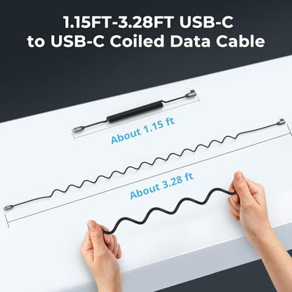 SMALLRIG USB-C to USB-C Coiled Data Cable (Straight to Angled) - 4792 | 90° Straight-to-Angled Design, 20Gbps High-Speed Data Transfer, Supports PD 100W Fast Charging for iPhone/Laptops/Cameras - size: 1.15FT-3.28FT, style: Straight to Angled Coiled