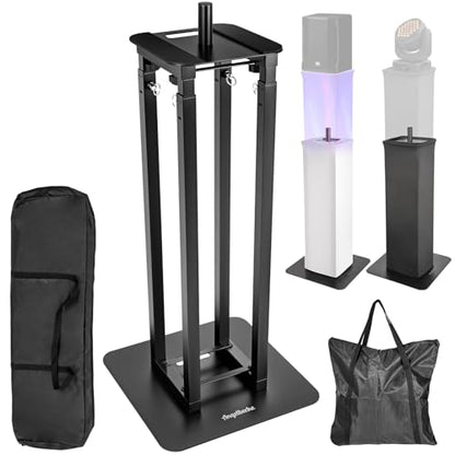 Adjustable Moving Head Light Totem Stands. Totem Light Stand, Adjustable 38.58-68.8 in, Black/White Scrims, Carry Bags, 35mm Speaker Mount, for for DJs & Event Lighting (1, Black) - color: Black