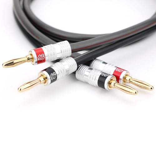 Sewell Silverback 10 AWG Speaker Wire with Premium Banana Plugs, 3 feet | Silverback Banana Plugs, CL3 Rated, Oxygen Free Copper, High Strand Count, Terminated - size: 3 Feet
