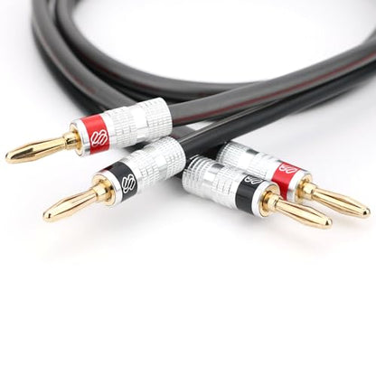 Sewell Silverback 10 AWG Speaker Wire with Premium Banana Plugs, 3 feet | Silverback Banana Plugs, CL3 Rated, Oxygen Free Copper, High Strand Count, Terminated - size: 3 Feet