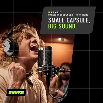 Shure KSM32C Stage Kit Cardioid Condenser Microphone - Precision ¾” Capsule, Low-Frequency Excellence, Ultra-Low Self-Noise, Off-Axis Rejection