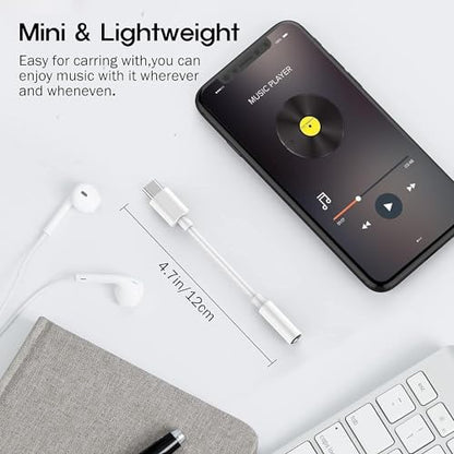 USB Type C to 3.5mm Headphone Jack Adapter 2 Pack | Compatible with iPhone 17 16 15 Pro/Pro Max/Plus, Compatible with Samsung Galaxy S26/S25/S24/S23/S22/S21 Ultra