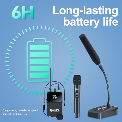Debra Wireless Microphone System Pro DU8008 UHF 8 * 16 Adjustable Channel Wireless Handheld Lavalier Headset Mics, Ideal for Meeting Church Speech Party (4 Handheld 4 Bodypack) - color: 4 Handheld 4 Bodypack
