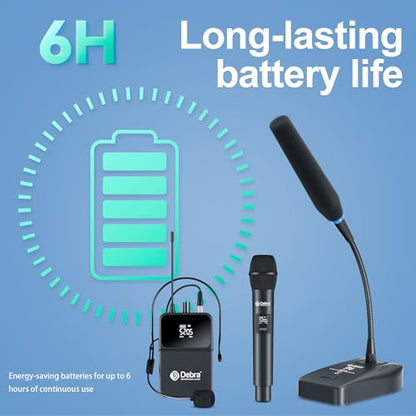 Debra Wireless Microphone System Pro DU8008 UHF 8 * 16 Adjustable Channel Wireless Handheld Lavalier Headset Mics, Ideal for Meeting Church Speech Party (4 Handheld 4 Bodypack) - color: 4 Handheld 4 Bodypack