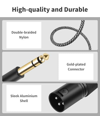 2 Pack XLR Male to 1/4" TRS Stereo Adapter ,3.3ft Balanced for Microphones - color: 3FT, size: XLR Male to 6.35