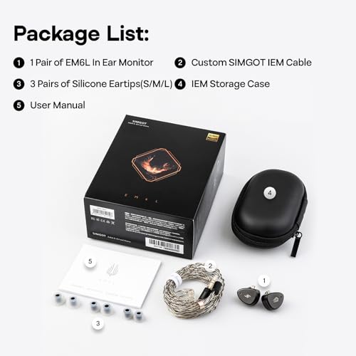 Linsoul SIMGOT EM6L 1DD + 4BA Hybrid Driver in-Ear Monitor & Gaming Earbuds