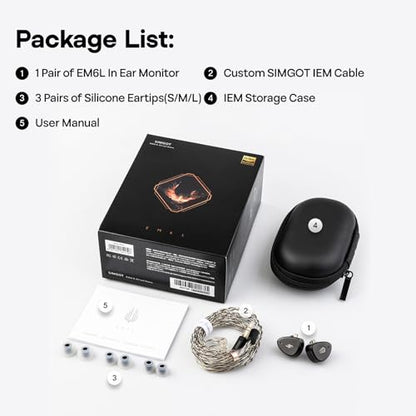 Linsoul SIMGOT EM6L 1DD + 4BA Hybrid Driver in-Ear Monitor & Gaming Earbuds