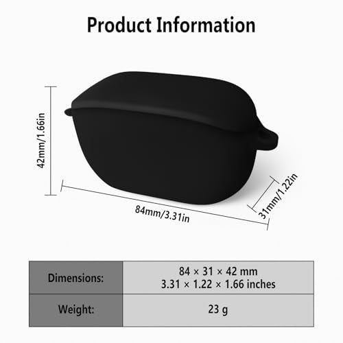 Geiomoo Silicone Case for JBL Vibe Buds 2, JBL Vibe Buds, Soft Flexible Scratch Resistant Protective Cover with Carabiner (Black) - color: Black