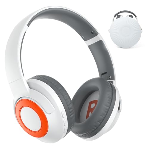 TONOSHARK Kids Bluetooth Headphones with ANC, Wireless Over-Ear Headset | for Boys and Girls, Foldable & Adjustable, Ideal for School, Travel and Online Learning (White) - color: White