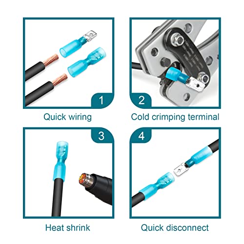 150 PCS Spade Connectors Kit, Heat Shrink Spade Terminal 22-10 AWG - size: 22-10AWG, style: Spade Female & Male