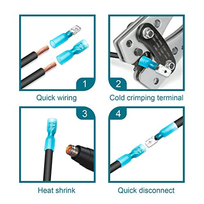 100 PCS Spade Connectors, Heat Shrink Spade Terminal 22-16 AWG - size: 22-16AWG, style: Spade Female
