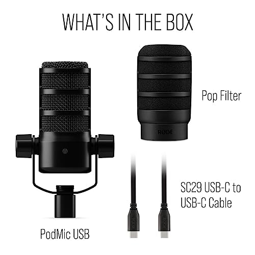 RØDE PodMic USB Versatile Dynamic Broadcast Microphone With XLR and USB Connectivity for Podcasting, Streaming, Gaming, Music-Making and Content Creation (Black) - color: PodMic USB Black