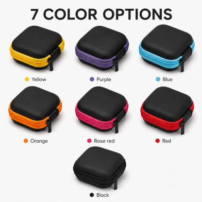 Square EVA Hard Shell Case, Mini Portable Organizer Pouch for Earbuds, Earplugs, USB Cables, Coins, Keys and Small Electronics Black - color: Black