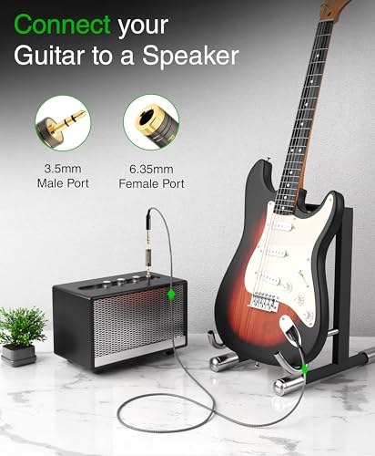 BlueRigger 1-Pack 3.5mm to 1/4 Adapter (TRS 1/8 to 1/4 Inch AUX Audio Jack Converter, Gold Plated, Pure Copper, 3.5mm Male to 6.35mm Female) Stereo Headphone Adapter for Guitar Amplifier Piano Phone - size: 3.5MM-6.35MM-ADPT