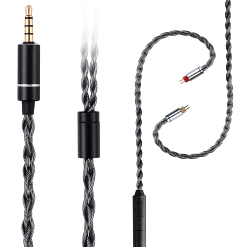 HiFi Earphone Audio Upgrade Cable,8N Silver Plated Headphone Cords,1.3m in Ear Monitor IEM Cord Compatible with KZ ZS10 AS10 AS16 for Audiophile Musician 3.5mm w/mic(0.78mm 2Pin 4.2ft) - size: 3.5mm Plug w/mic