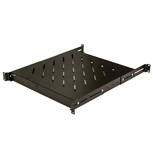 Navepoint 1U 19-Inch Fixed 4-Post Rack Mount Server Shelf with Adjustable Depth from 18-29 Inch Black - size: 18" Deep