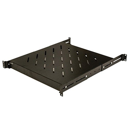 Navepoint 1U 19-Inch Fixed 4-Post Rack Mount Server Shelf with Adjustable Depth from 18-29 Inch Black - size: 18" Deep