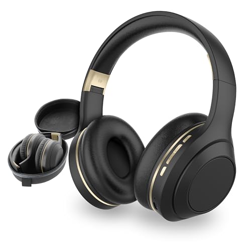 SENTRY OSH Over Ear Bluetooth Wireless Headphones, Active Noise Canceling -20dB Reduction, 22 Hour Battery Life, Control Buttons, Built in Microphone, USB C Charging and Carrying Case Included - color: Black