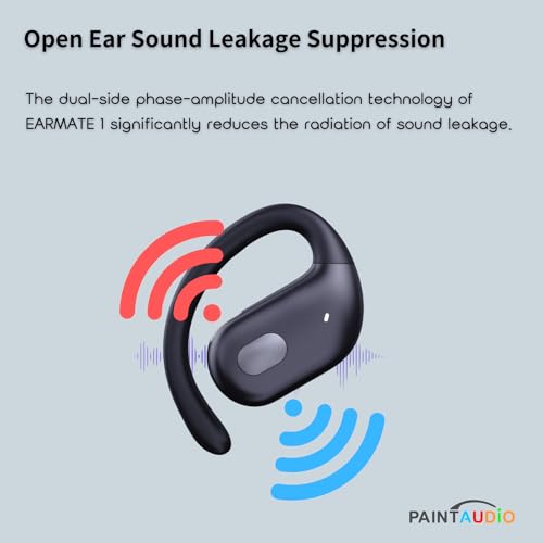 PAINTAUDIO EarMate 1 Open Ear Headphones, Bluetooth 5.3 Wireless Earbuds Air Conduction 45Hrs Playtime with Charging Case, Panoramic Deep Bass with 16.2mm Drivers, Compatible with iPhone Android