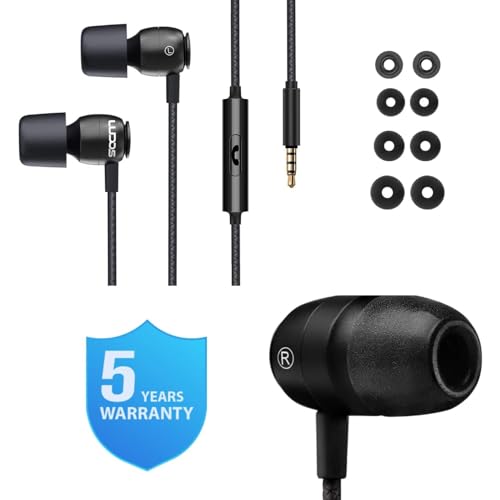 Ludos Clamor Wired Earbuds in-Ear Headphones, 5 Years Warranty, Earphones with Microphone, Noise Isolating Ear Buds for School, Kids, Women, Small Ear - color: Black, style: 3.5 mm