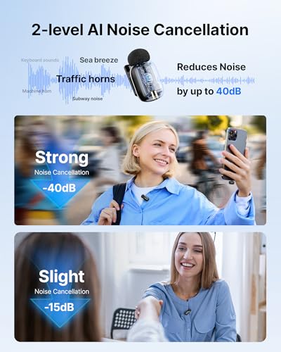 BOYA mini 2 Wireless Lavalier Microphone for iPhone 15/16/17 & Android | AI Noise Cancellation, App Control, 30H Battery Life with Charging Case for Vlogging Interviews and Content Creation - color: Black
