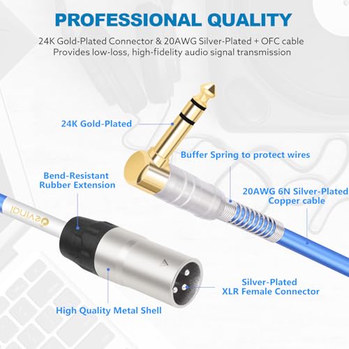 HiFi XLR Male to Right Angle 1/4 inch TRS Cable - color: Right Angle 1/4 inch TRS/ 3FT