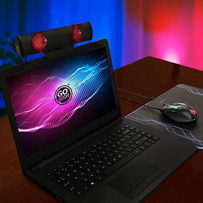 GOgroove SonaVERSE 노트북 컴퓨터용 LED 스피커 - 모니터용 미니 휴대용 외부 스피커 디자인의 USB 전원 클립온 사운드 바, 전원을 위한 후면 스위치 - 오디오 입력 및 전원(레드) - color: 레드