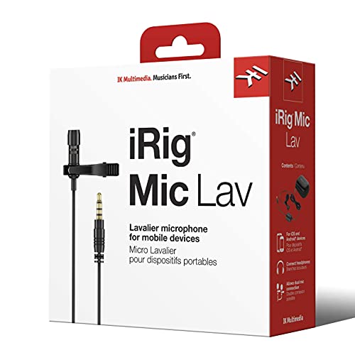 IK Multimedia iRig Mic Lav Lapel Microphone, omnidirectional Condenser lavalier Microphone with 1/8" TRRS Jack, Headphone Out and Daisy-Chaining for iPhone, iPad, Android, Mac, PC - size: Single