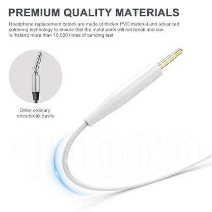 Zosvoses QC35 Audio Cable with Inline Mic Compatible with Bose 700 QuietComfort QC25 QC35 QC35II QC45 SoundLink SoundTrue On-Ear Headphones, 3.5mm to 2.5mm Aux Cable, 4.9ft (White)