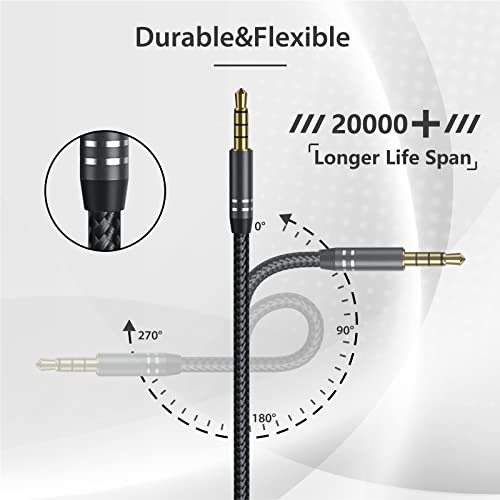3.5mm Headphone Splitter, 36cm/14 inch Hi-Fi Sounds Extension Cable Audio Stereo Y Splitters, 3.5 mm Male to 2 Female (TRRS - 4 Pole), Nylon-Braided Aux Cable Compatible with PS4, Switch & More - style: 1 Pack Y Headphone Splitter