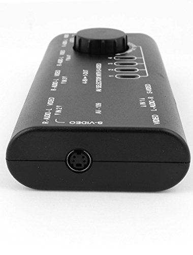 Ruilogod Black 3-Way Audio Video AV RCA Switch Selector Box Splitter w 1M Cable