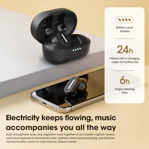 Earbuds Wireless Bluetooth 6.0 Headphones, IPX5 Waterproof | 24H Playback, Small Noise Cancelling Earbuds with Lanyard for Sports, Workout, Smartphone Call (Brown) - color: Brown