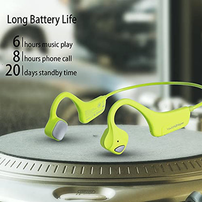 Bone Conduction Headphones Bluetooth, Open Ear Wireless Headset with Mic, Sweat Resistant Earbuds for Runnig Workout Hiking Running Fitness Walking (Green) - color: Green