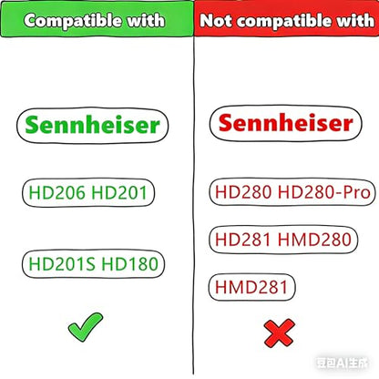 HD206 Earpad Headband Replacement for Sennheiser HD 206 HD201 HD180 Headset
