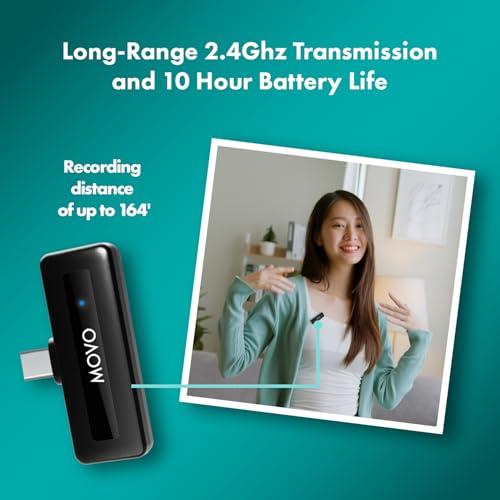 Movo Wireless Mini UC USB-C Wireless Microphone for Android - Lavalier Mic for Android Phones, Laptops, iPad Pro, and More