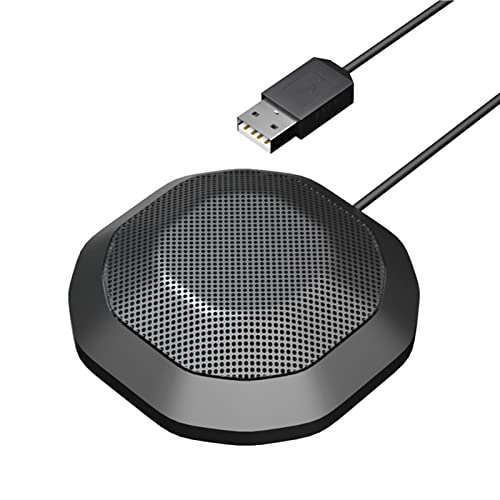Desktop Microphone 360° Omnidirectional High Sensitivity Clear Computer Microphone with 3.5mm Plug for LaptopPC Gaming & Online Meetings - Compact & Portable Design (USB Plug)