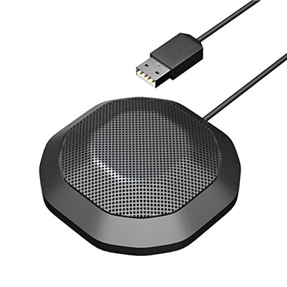 Desktop Microphone 360° Omnidirectional High Sensitivity Clear Computer Microphone with 3.5mm Plug for LaptopPC Gaming & Online Meetings - Compact & Portable Design (USB Plug)