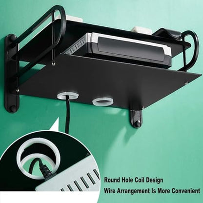Floating Shelf, Wall Mount Shelf Steel Mount with Cable Management Holes, Space Saving Multimedia Shelf for DVD Player Game