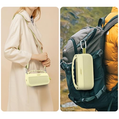 co2CREA Hard and Silicone Case for Bose SoundLink Flex 2/1,Citrus Yellow | 2nd Gen Compatibility, Dual-Layer Protection, EVA Hard Shell, Silicone Cover, Adjustable Shoulder Strap, Aluminum Carabiner - color: Citrus Yellow Case