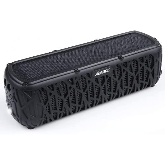 Solar Bluetooth Speaker 60 Hours Play Time 5000mAh Power Bank Outdoor Portable Wireless Dual Speaker with Mic Stereo Sound Bass, for Home, Hiking, Travel, Riding, Beach, Camping-Black