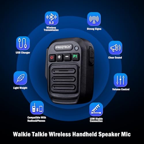 Walkie Talkie Wireless Handheld Speaker Mic, 2 Pin K-Connector Remote Shoulder Microphone Compatible with Baofeng UV-5R BF-F8HP UV-82 UV-82HP and Kenwood, TYT, BTECH Radios
