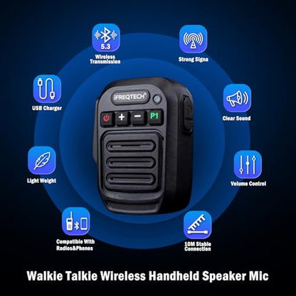 Walkie Talkie Wireless Handheld Speaker Mic, 2 Pin K-Connector Remote Shoulder Microphone Compatible with Baofeng UV-5R BF-F8HP UV-82 UV-82HP and Kenwood, TYT, BTECH Radios