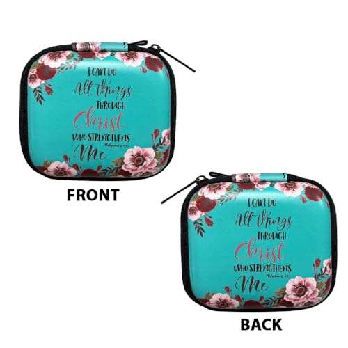 WIRESTER Portable Headphone Case, Earphone Storage Bag Carrying Case, Earbud Holder with Carabiner Compatible with Raycon Fitness Bluetooth True Wireless Earbuds - Christian Bible Philippians 4:13 - color: Christian Bible Verses Philippians 4:13