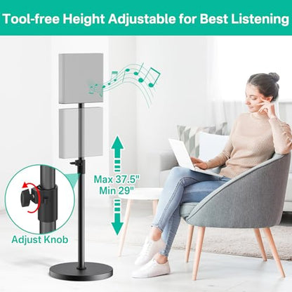 Pair Heavy-Duty Floor Speaker Stands for Sony Bravia Theatre Quad HT-A9M2 Speaker Stands - Height Adjustable Surround Sound Speaker Stand for Sony HT-A9M2 Stands with Cable Management (Stand Only)