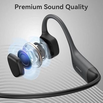 Bone Conduction Headphones, Open-Ear Bluetooth 5.4 Wireless Headphones, IPX8 Waterproof Sports Earphones for Swimming, Running, Cycling, Built-in Mic & 32GB MP3 Player - color: Grey