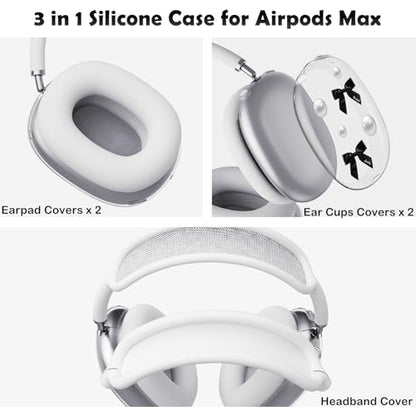 for AirPods Max Headphones Black Bow Ear Covers for AirPods Max 2 - color: Black Bow C/White
