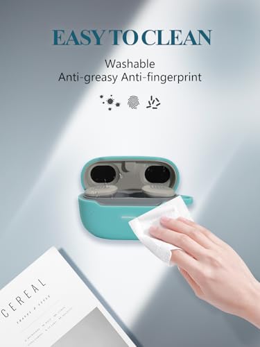 Case for JBL Endurance Race TWS True Wireless Sports Earbuds, WUNIAK Soft Silicone Protective Portable Scratch Shock Resistant Shell with Cleaner Kit & Carabiner & Lanyard ，Mint Green - color: Mint green