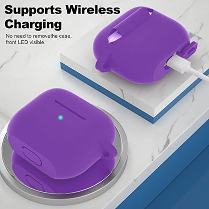 Compatible with AirPods 3 Case, Protective Silicone Cover for AirPods 3rd Generation Case 2021, Wireless Charging - Purple - color: C-Purple