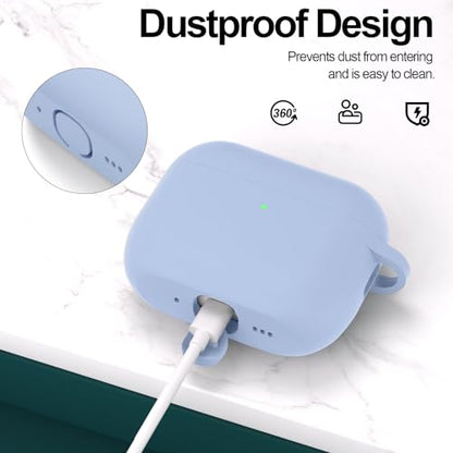 for AirPods Pro 3 Case Cover, Protective Soft Silicone with Keychain Cleaning Pen for Women Men for Apple AirPods Pro 3rd Generation Case(2025), Front LED Visible, Light Blue - color: B-Light Blue